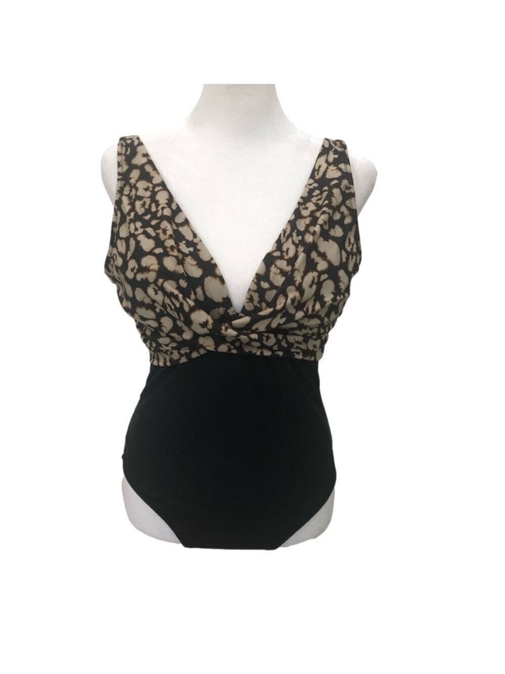 Heat size M one piece black and tan swimsuit